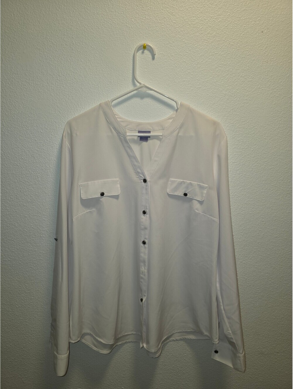 Laura Scott Women’s White Long Sleeve Button Front Blouse New Size XL 16